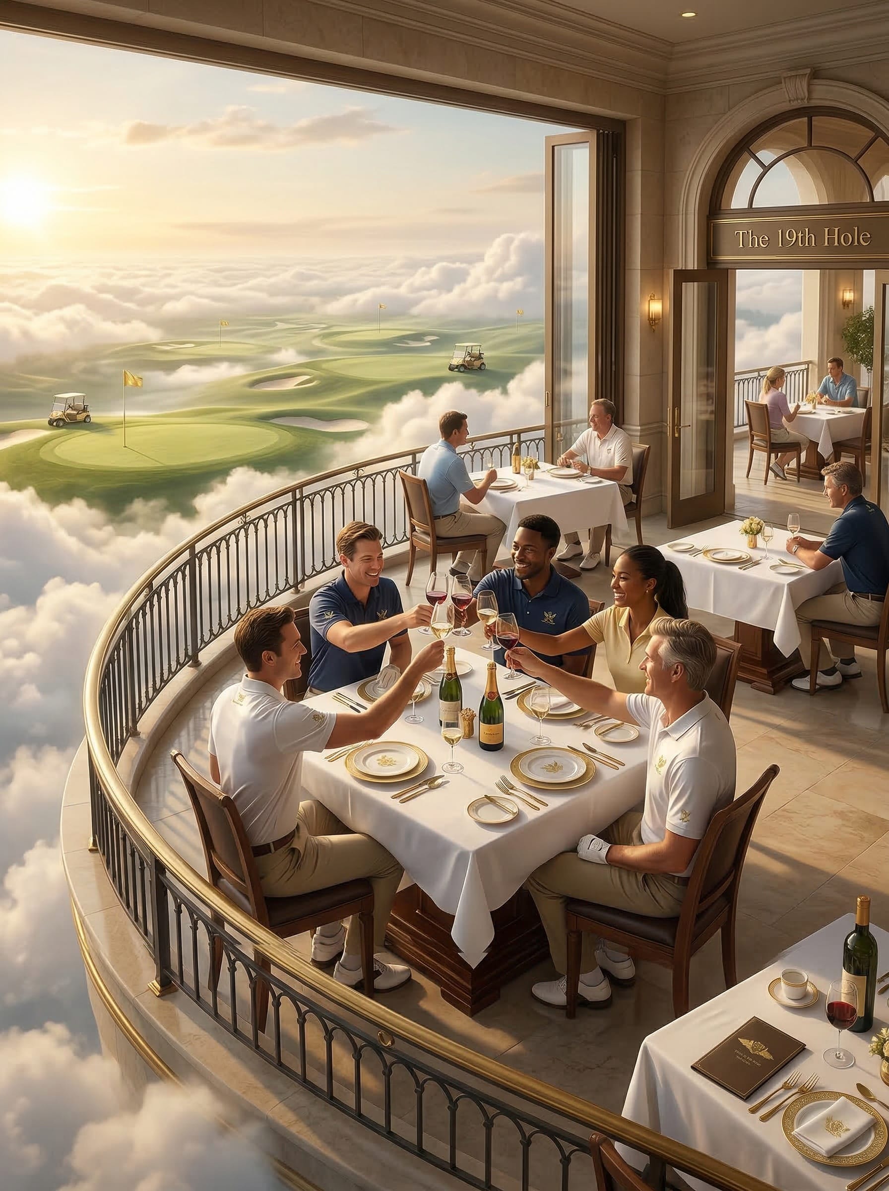 Members celebrating at The 19th Hole