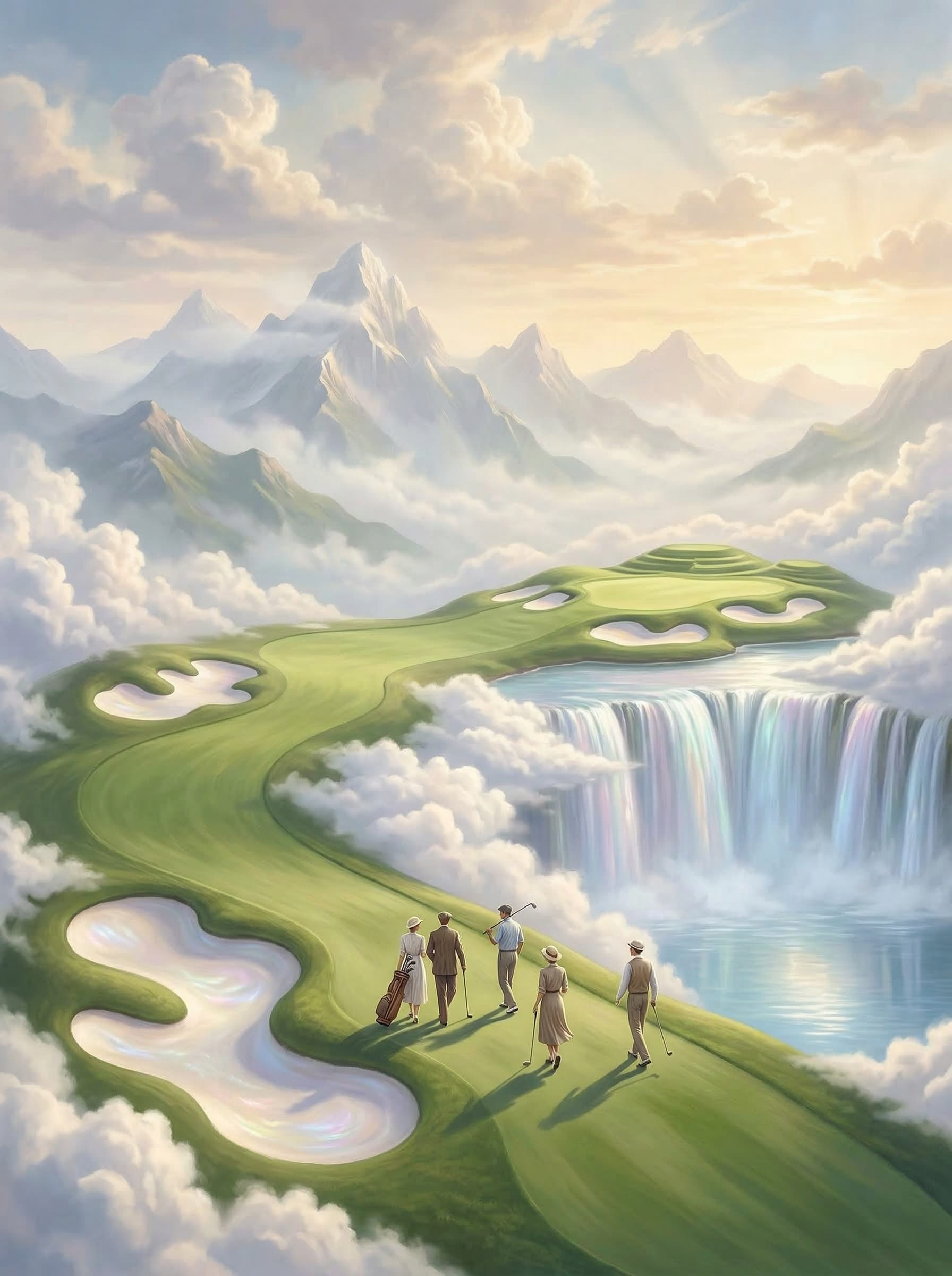 A sweeping heavenly fairway stretching into the clouds